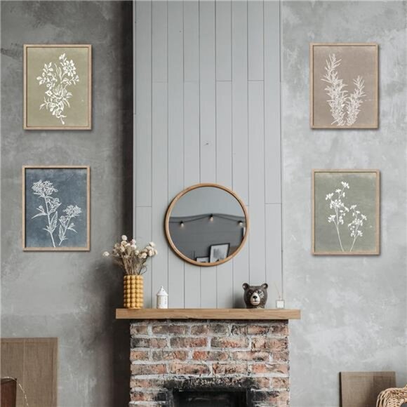 Wall Art Set of 4 Wooded Botanical Print Wall Decor Home Decor Living room decor - Picture 8 of 10